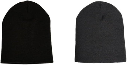 Short Beanie Hat Two Piece Set, Men Women Knitted Skull Cap for Fall and Winter, Stretchable Acrylic Material, 8.66" L 7" W