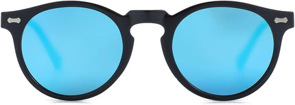 Gleyemor Vintage Polarized Sunglasses for Men Round Sunglasses UV400 Protection Retro Hand-crafted Acetate Frame