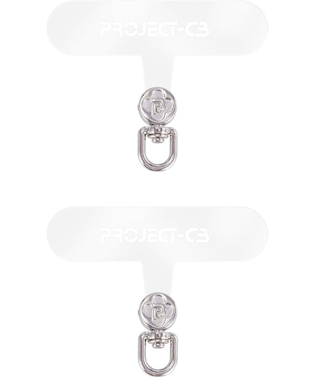 project-cb Phone Tether Tab 2 Pack,Universal Phone Lanyard Patch without Adhesive,Phone Strap Replacement Part for Cell Phone (Clear-Silver)