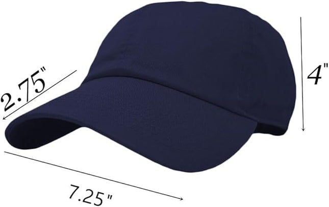 Glory Max 100% Cotton Baseball Cap Classic Plain Low Profile Golf Dad Hat Buckle Adjustable