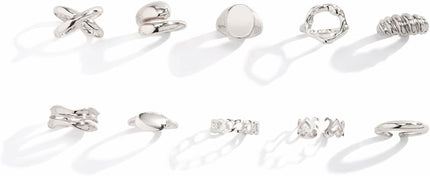 Chunky Rings for Women Adjustable Thick Rings Set Trendy Statement Stackable Ring for Women Chunky Jewlery Irregular Dome Flower Finger Knkuckle Thumb Ring