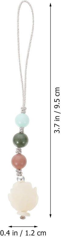 Mikinona White Jade Bodhi Root Phone Pendant Key Chain Lotus Flower Charm Festival Hanging Decor for Mobile and Bag Accessories