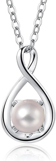 FANCIME 14K Solid Gold Birthstone Pendant with Sterling Silver Chain Infinity Gemstone Necklace Fine Jewelry Anniversary Birthday Christmas Gifts for Women Wife Her