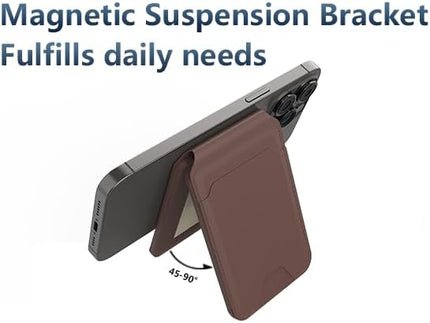 MagSafe Wallet Magnetic, 8 Card Holder with Stand, RFID Blocking, Slim Leather Magnetic Wallet, Adjustable Leather Mag-Safe Card Holder for iPhone 17/16/15/14/13/12 Series(Not for Mini), Brown