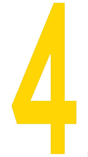 Mighty Line 4 Number Floor Markers Decal Stickers Tape, Large Die Cut Outs, Heavy-Duty, Peel and Stick Adhesive, Industrial Quality, 4.5"x10", Pack of 10