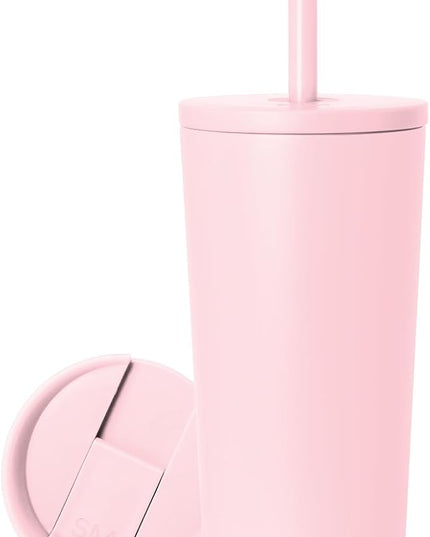 Simple Modern Insulated Tumbler with Lid and Straw | Iced Coffee Cup Reusable Stainless Steel Water Bottle Travel Mug | Gifts for Women Men Her Him | Classic Collection | 20oz | Blush