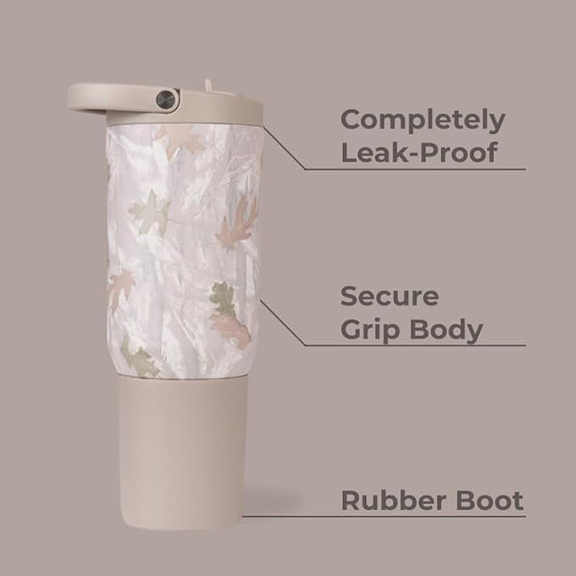 HydroJug Sport - Stainless Steel Tumbler with Straw, Vacuum Insulated, 20oz Leakproof Water Bottle, Ergonomic Design, Reusable, Dishwasher Safe, Rubber Base, Durable for Gym or Outdoors, Camo