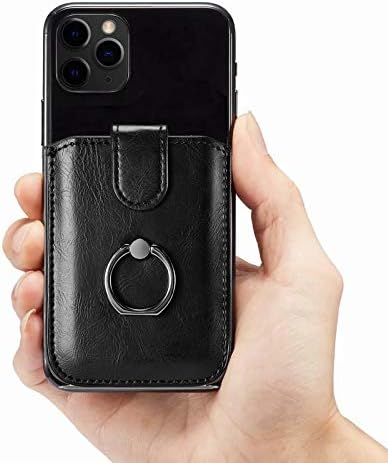 BIAJIYA Phone Card Holder RFID Leather Wallet Credit Adhesive Cell Case Stick-on Card Holder for Women and Men Back of Phone for Most of Smartphones