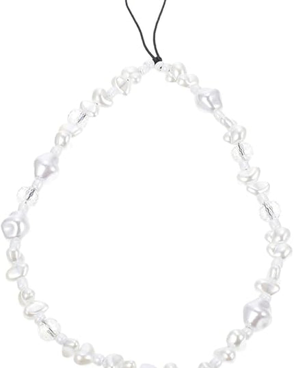 Bohemia Pearl Beaded Phone Strap Anti-lost Wrist Lanyard for Mobile Phones Lightweight Crystal Chain for Bags Backpacks Wallets and Keys