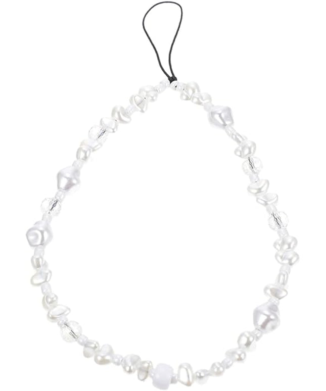 Bohemia Pearl Beaded Phone Strap Anti-lost Wrist Lanyard for Mobile Phones Lightweight Crystal Chain for Bags Backpacks Wallets and Keys