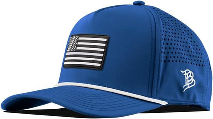 Branded Bills Vintage Old Glory PVC Curved 5 Panel Rope Hat, Fits 7-7 7/8, Adjustable Snapback | Lightweight, Comfort Stretch