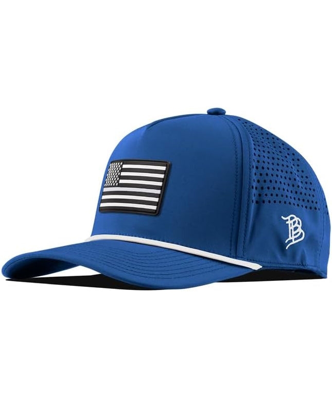 Branded Bills Vintage Old Glory PVC Curved 5 Panel Rope Hat, Fits 7-7 7/8, Adjustable Snapback | Lightweight, Comfort Stretch