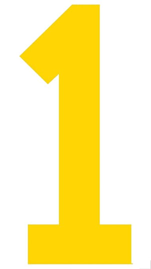 Mighty Line 1 Number Floor Markers Decal Stickers Tape, Large Die Cut Outs, Heavy-Duty, Peel and Stick Adhesive, Industrial Quality, 4.5"x10", Pack of 10