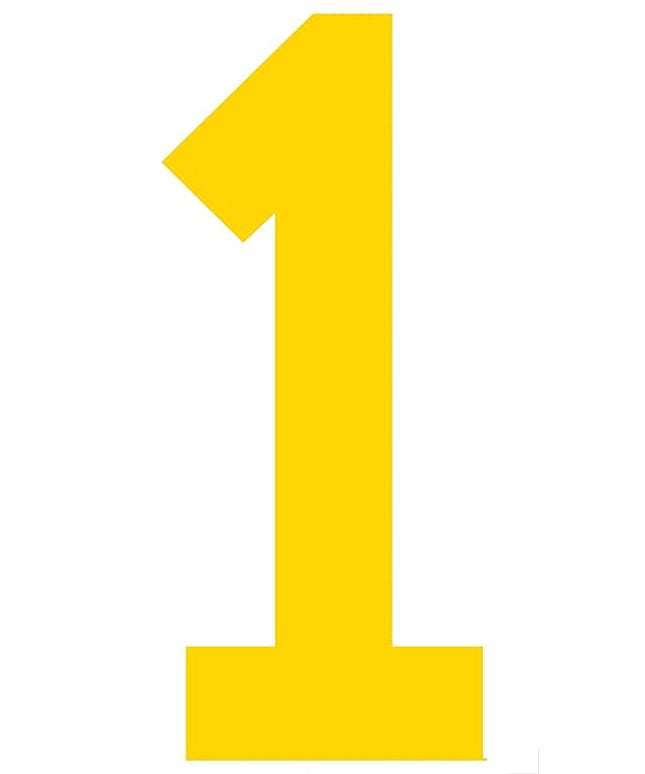 Mighty Line 1 Number Floor Markers Decal Stickers Tape, Large Die Cut Outs, Heavy-Duty, Peel and Stick Adhesive, Industrial Quality, 4.5"x10", Pack of 10