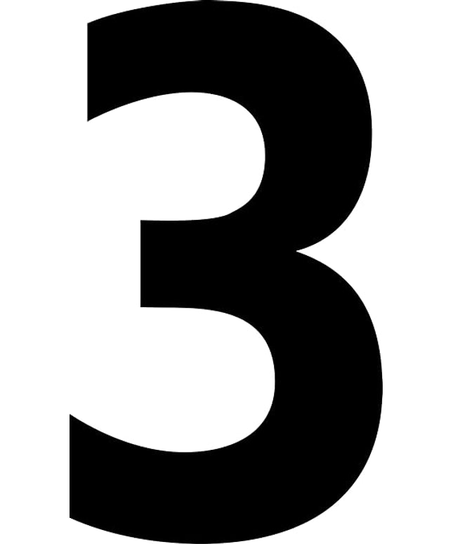 Mighty Line 3 Number Die Cut Location Markers, Large Decal Stickers for Pallet and Machinery Marking, Heavy-Duty, Peel and Stick Adhesive, Industrial Quality, 6"x10", Pack of 10, White