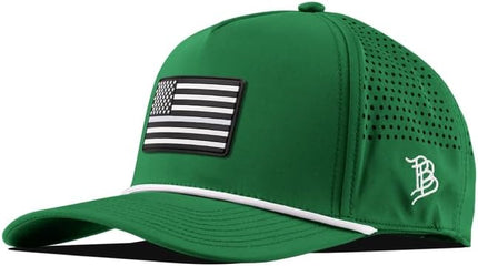 Branded Bills Vintage Old Glory PVC Curved 5 Panel Rope Hat, Fits 7-7 7/8, Adjustable Snapback | Lightweight, Comfort Stretch