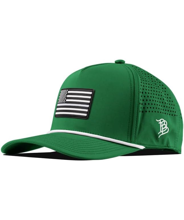 Branded Bills Vintage Old Glory PVC Curved 5 Panel Rope Hat, Fits 7-7 7/8, Adjustable Snapback | Lightweight, Comfort Stretch
