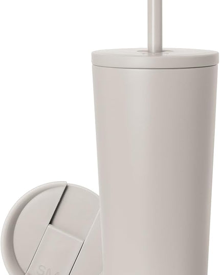 Simple Modern Insulated Tumbler with Lid and Straw | Iced Coffee Cup Reusable Stainless Steel Water Bottle Travel Mug | Gifts for Women Men Her Him | Classic Collection | 20oz | Almond Birch