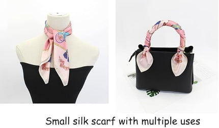 ANDANTINO 100% Pure Mulberry Silk Small Square Scarves -21'' x 21''- Digital Printed Neckerchief –Women Men Lightweight Scarf