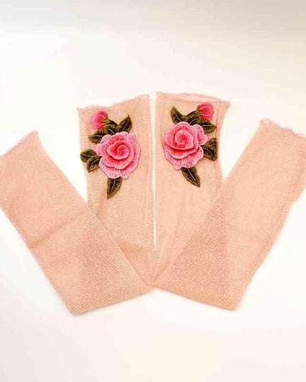 Specell Embroidered Flowers Lace Fingerless Gloves - for Bridal Wedding Cocktail Tea Party Evening Prom Costumes Cosplay