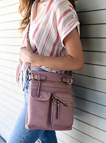 SG SUGU Katie Lightweight Medium Crossbody Bag Shoulder Bag with Multi Pocket for Women