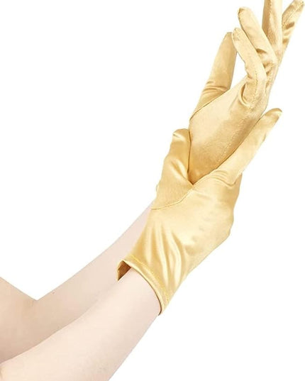 Sahabowi Satin Gloves Formal Bridal Banquet Party Wedding Opera Solid Colorful Mitten For Women