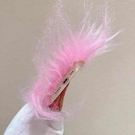 for iPhone 17 Case,Funny and Silly Weird Furry Phone Cases [DIY Long Hair with Hairclip] Ugly Phone Case Swap Challenge Gifts with Friends (Purple)