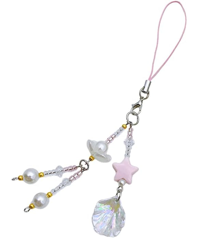 Beaded Shell Phone Chain Charm for Women Bohemian Design Strap Accessory Lanyard for Keys and Bags for Daily Use