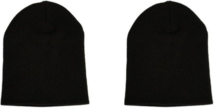 Short Beanie Hat Two Piece Set, Men Women Knitted Skull Cap for Fall and Winter, Stretchable Acrylic Material, 8.66" L 7" W