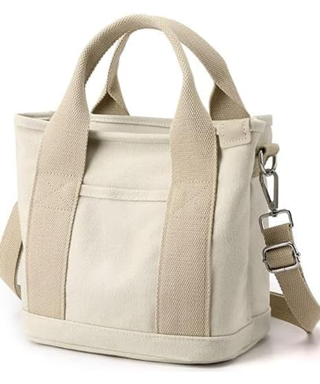 Small Tote Bag with Zipper, 2024 Canvas Multi-Pocket Crossbody Bag Shoulder Bag Satchel Hobo Bag Messenger Bag