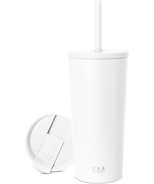 Simple Modern Insulated Tumbler with Lid and Straw | Iced Coffee Cup Reusable Stainless Steel Water Bottle Travel Mug | Gifts for Women Men Her Him | Classic Collection | 20oz | Winter White