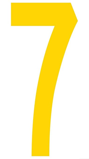 Mighty Line 7 Number Floor Markers Decal Stickers Tape, Large Die Cut Outs, Heavy-Duty, Peel and Stick Adhesive, Industrial Quality, 4.5"x10", Pack of 10