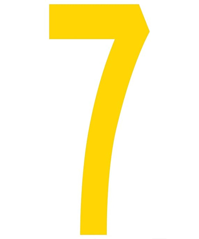 Mighty Line 7 Number Floor Markers Decal Stickers Tape, Large Die Cut Outs, Heavy-Duty, Peel and Stick Adhesive, Industrial Quality, 4.5"x10", Pack of 10