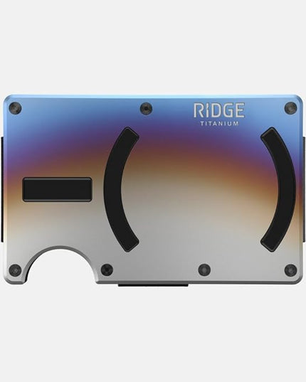 Ridge Wallets for Men Compatible with Magsafe - Slim Minimalist Compact Wallet and Card Holder, RFID Protected Front Pocket Wallets for Men with Integrated Cash Strap (Burnt Titanium) | Slim, RFID, Card Holder