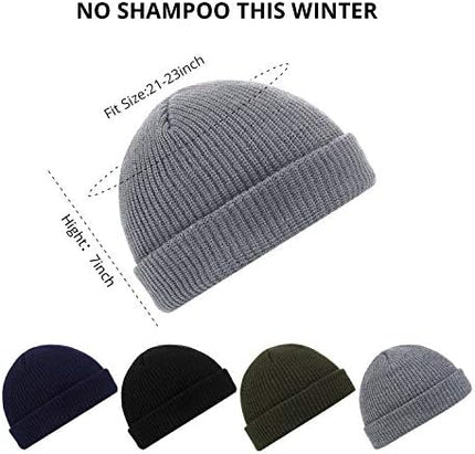 SATINIOR 4 Pieces Trawler Beanie Watch Hat Roll up Edge Skullcap Fisherman Beanie Unisex