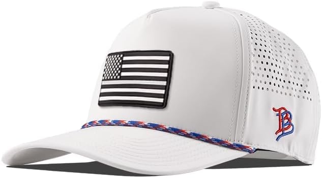 Branded Bills Vintage Old Glory PVC Curved 5 Panel Rope Hat, Fits 7-7 7/8, Adjustable Snapback | Lightweight, Comfort Stretch