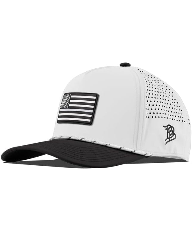 Branded Bills Vintage Old Glory PVC Curved 5 Panel Rope Hat, Fits 7-7 7/8, Adjustable Snapback | Lightweight, Comfort Stretch