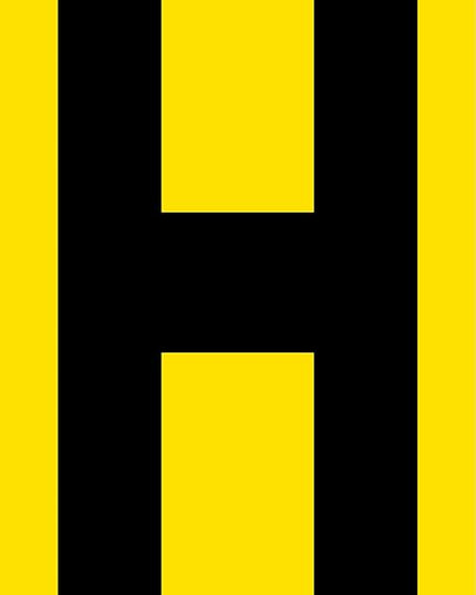 Mighty Line H Letter Alphabet Die Cut Location Markers, Large Decal Stickers for Pallet and Machinery Marking, Heavy-Duty, Peel and Stick Adhesive, Industrial Quality, 6"x10", Pack of 10, Yellow