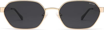 SOJOS Trendy Polarized Hexagon Sunglasses for Women Men, UV400 Retro Rectangle Shades SJ1238