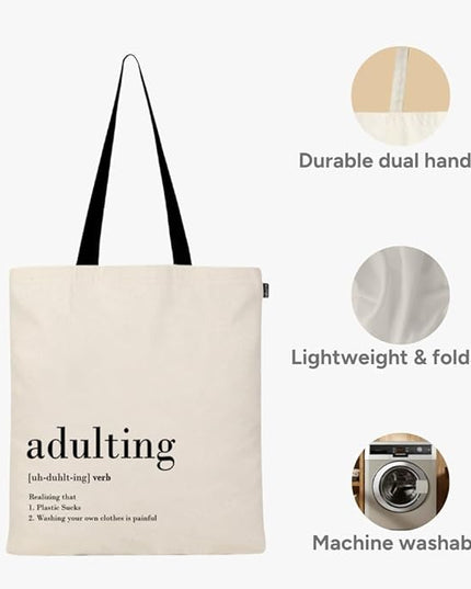 Eco Right Tote Bag for Women, Reusable Grocery Bag, Canvas Tote Bag for Shopping, Cotton Bag for Daily Use, Gifts for Women