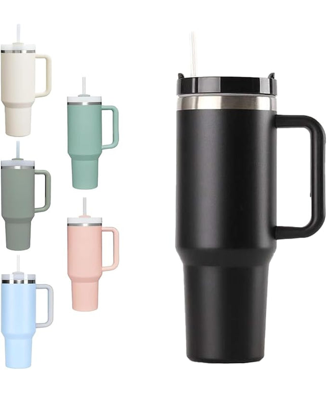 H&F Clicks Insulated Tumbler, Stainless Steel Tumbler with Leakproof Lid for Water, Coffee or Iced Tea. Cup Holder Compatible for Travel, BPA-Free Water Bottle, Vacuum Insulated Tumbler. (Black)