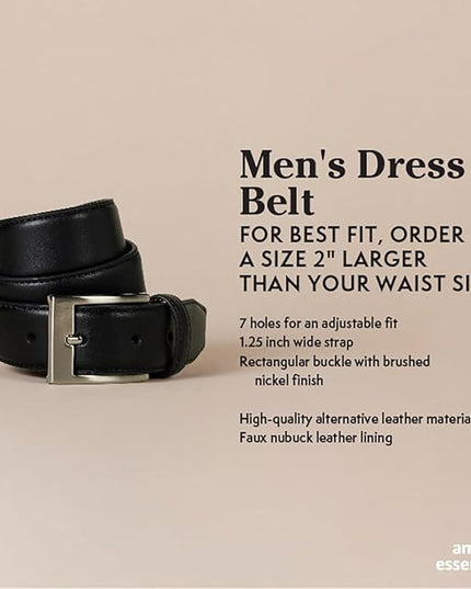 Amazon Essentials Men's Leather Belt, Classic Style