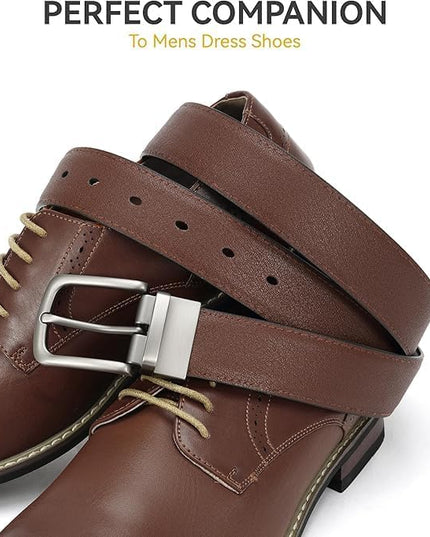 CHAOREN Reversible Belt Men 1 Piece - 1.25" Leather Dress Belt - Trim to Fit for Elegant Style