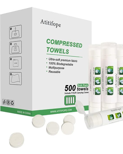 Compressed Towel Camping Hiking Travel Reusable Clean Towels Coin Tissues Bulk Pack 500Count