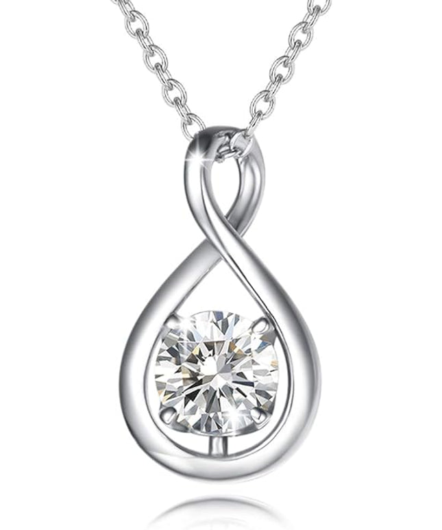 FANCIME Birthstone Necklaces for Women Fine Jewelry Sterling Silver Dainty Infinity Pendant Anniversary Birthday Christmas Gifts for Her Wife Mom Lady Daughter, Chain 16"+2" Extend