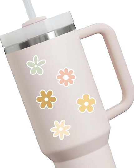 Little Daisy Stickers, Set of 70 Cute Flower Sticker Pack for Laptop, Water Bottle, and Phone, Aesthetic Small Floral Decals, 1 Inch (Colorful)