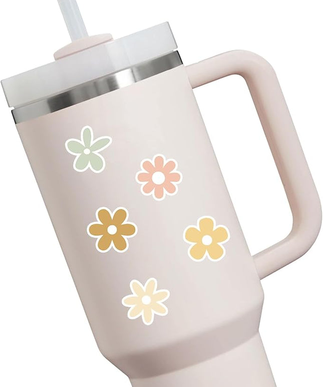 Little Daisy Stickers, Set of 70 Cute Flower Sticker Pack for Laptop, Water Bottle, and Phone, Aesthetic Small Floral Decals, 1 Inch (Colorful)