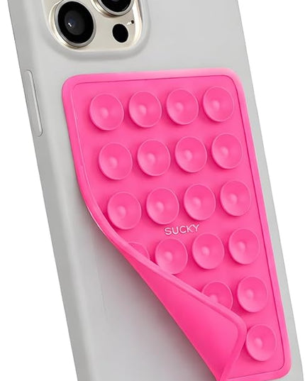 Suction Phone Case Mount, Phone Sticky Grip for iPhone and Android, Adhesive Phone Accessory, Hands-Free Mirror Shower Phone Holder for Videos and Selfies (Hot Pink)