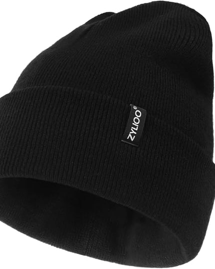 Zylioo Oversize Beanie Hats, XXL Big Size Ribbed Knit Cuffed Winter Hat for Cold Weather, Warm Skull Watch Cap