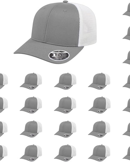 Cap America i8502 Flexfit 110 Premium Mid Profile 6-Panel Mesh Back Trucker Cap Hat w/UV Guard & Adjustable Snapback
